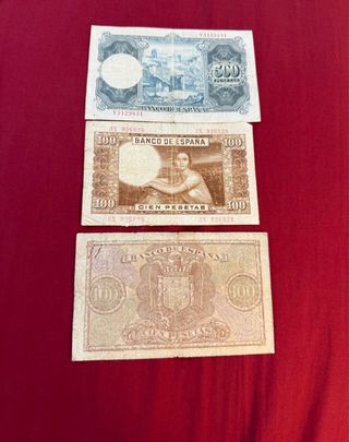 3 Billetes Españoles Ptas Última Serie Emitida