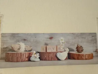 Cuadro decorativo LOVE madera y piedra