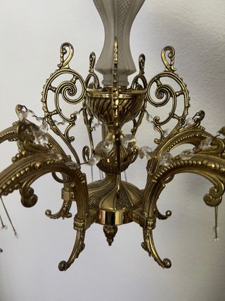 Lámpara Bronce 5 Brazos Cristal