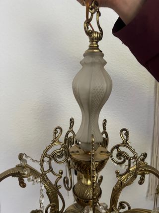 Lámpara Bronce 5 Brazos Cristal