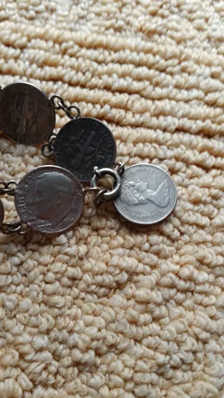 Pulsera Plata Monedas 5 Centavos Antigua