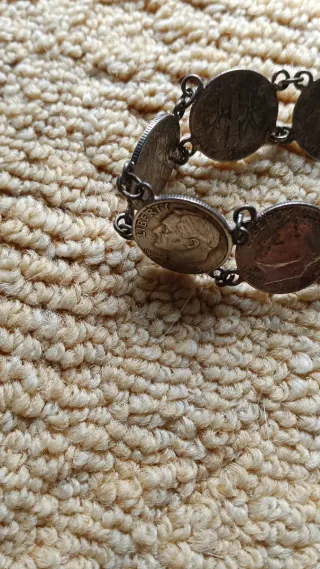 Pulsera Plata Monedas 5 Centavos Antigua