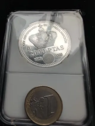 Moneda 2000 Pesetas Plata Juan Carlos I Rey España