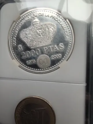 Moneda 2000 Pesetas Plata Juan Carlos I Rey España