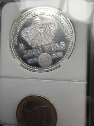 Moneda 2000 Pesetas Plata Juan Carlos I Rey España