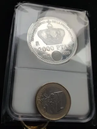 Moneda 2000 Pesetas Plata Juan Carlos I Rey España