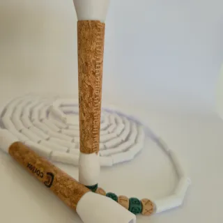 Beaded jump rope with cork handles