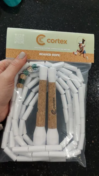 Beaded jump rope with cork handles