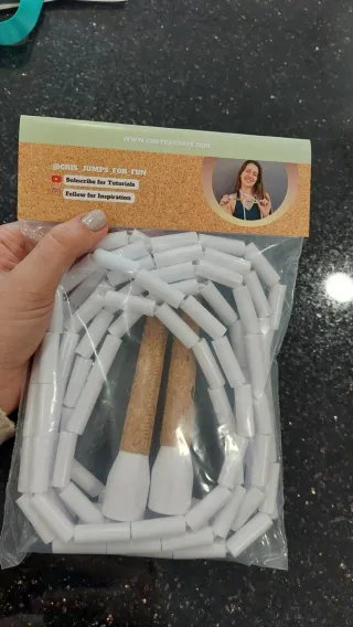 Beaded jump rope with cork handles