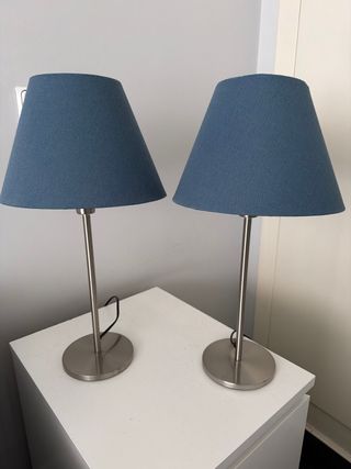 Juego 2 Lámparas Mesilla Tela y Metal