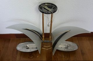 Lámpara Velero Metal y Cristal Negra/Dorada