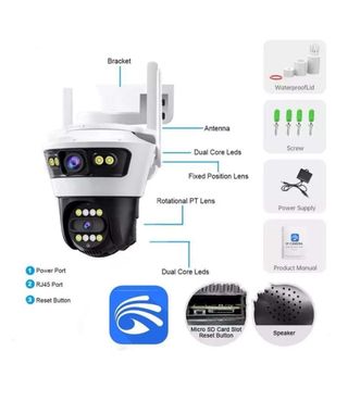 Câmera Vigilância Exterior Lente Dupla JORTAN