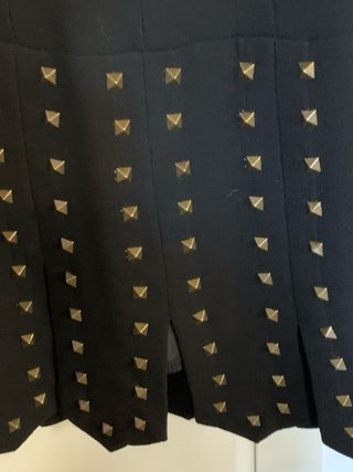 Vestito corto con borchie oro 100% lana