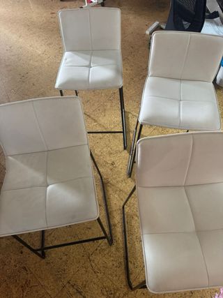 4 Taburetes altos forja y polipiel