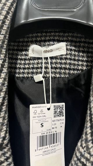 Abrigo largo pata de gallo mezcla de lana