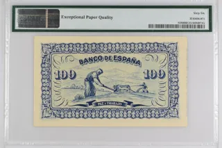 Billete 100 Pesetas Gijón 1937 PMG 66 EPQ