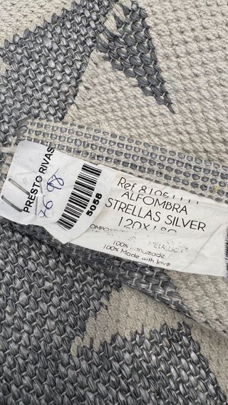 Alfombra estrellas gris y blanco