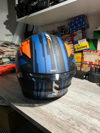 Casco MT TARGO PRO azul y naranja homologado