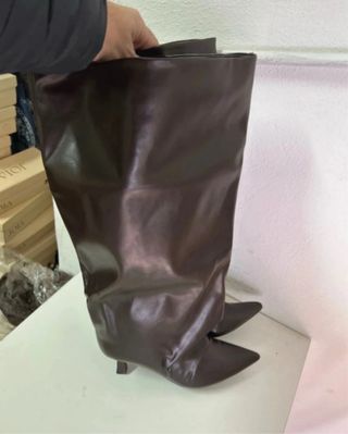 Stivali donna marrone gamba larga tg 37 nuovo