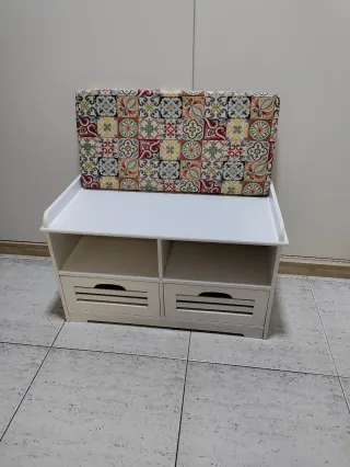 Asiento zapatero con cajones y cojín
