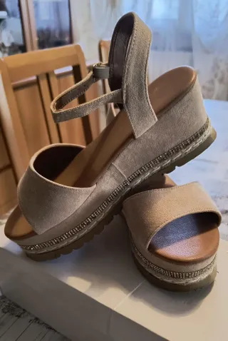 Sandali Zeppe Beige N°37