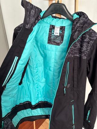 Giacca Impermeabile Wed'ze Nera e Turchese