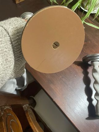 Candelabros Madera y Metal Plateado