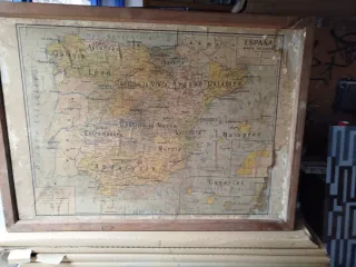 Mapa Antiguo España Escolar Vintage original