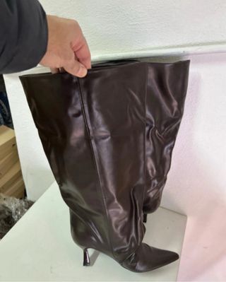 Stivali donna marrone gamba larga tg 36 nuovo
