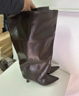 Stivali donna marrone gamba larga tg 36 nuovo
