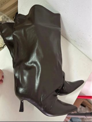 Stivali donna marrone gamba larga tg 36 nuovo