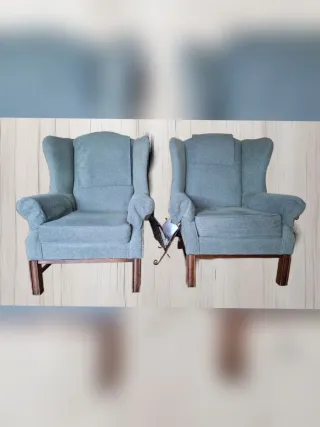 Pareja Sillones Orejeros Tela Verde