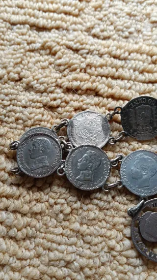 Pulsera Monedas Plata Alfonso XII y XIII 50 cts