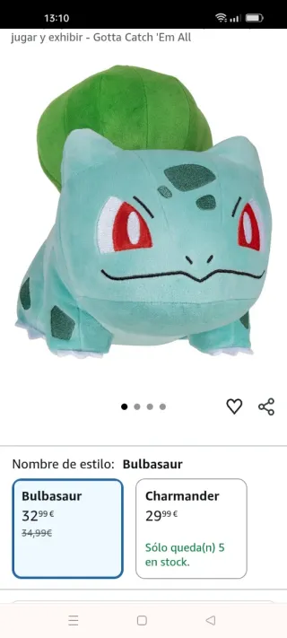 Peluche Pokémon Bulbasaur
