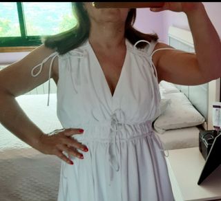 Vestido blanco popelín con bolsillos