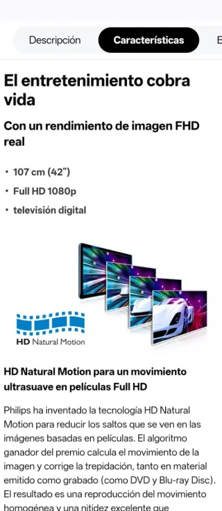 TV LCD Philips 42PFL5405H con mando