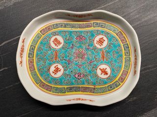 Set vintage sakè 4 bicchierini e vassoio ceramica