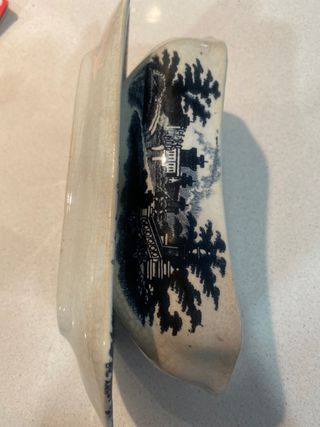 Salsera y plato La Cartuja Azul y Blanca