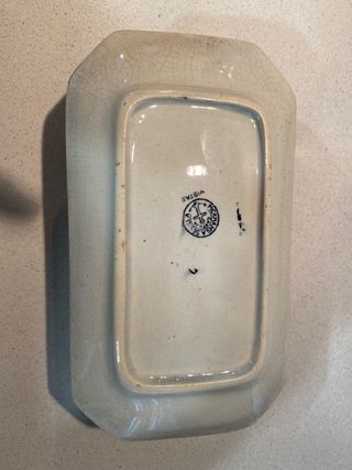 Salsera y plato La Cartuja Azul y Blanca