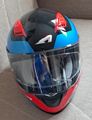 Casco Moto Astone GT 900 Negro/Azul/Rojo