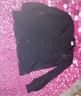 Cardigan negro mujer con adornos