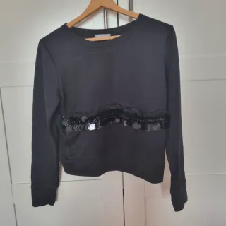 Blusa Zara Negra con Lentejuelas