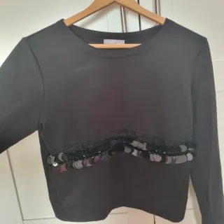 Blusa Zara Negra con Lentejuelas