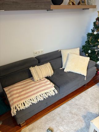 Sofás gris oscuro con 2 cojines