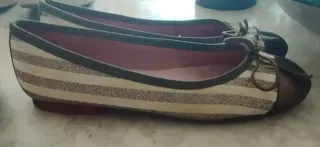 Manoletinas Bisue Doradas Rayas Beige y doradas