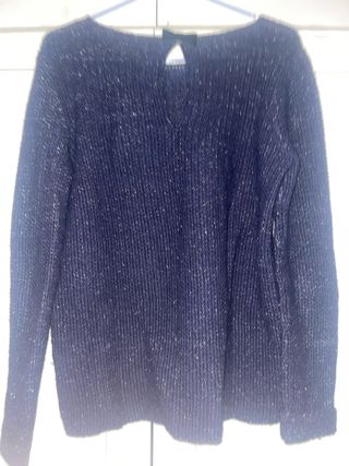 Jersey azul con brillos plateados