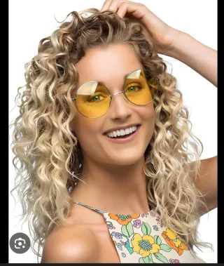 Gafas redondas retro doradas amarillas