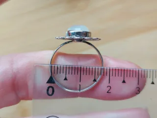 Anillo Flor Plata Ley Piedra Luna