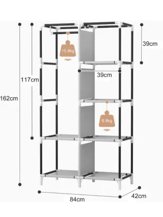 Armario de tela negro 6 estantes