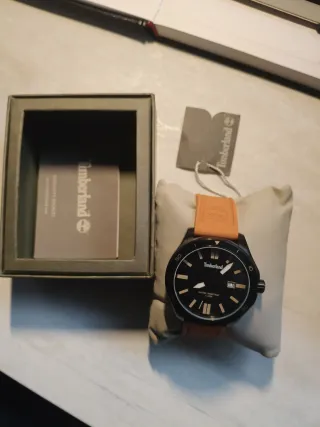 Reloj Timberland Negro Naranja Caja Nuevo